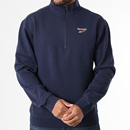 Reebok - Identity SL Felpa in pile con collo a zip 100202890 Blu navy