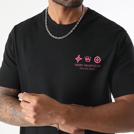 Teddy Yacht Club - Set di maglietta e pantaloncini da jogging rosa fluorescente nero