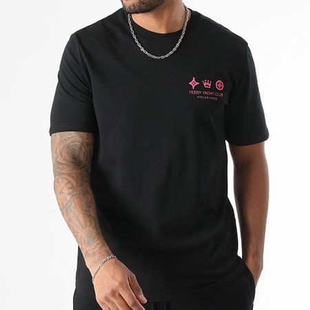 Teddy Yacht Club - Set di maglietta e pantaloncini da jogging rosa fluorescente nero