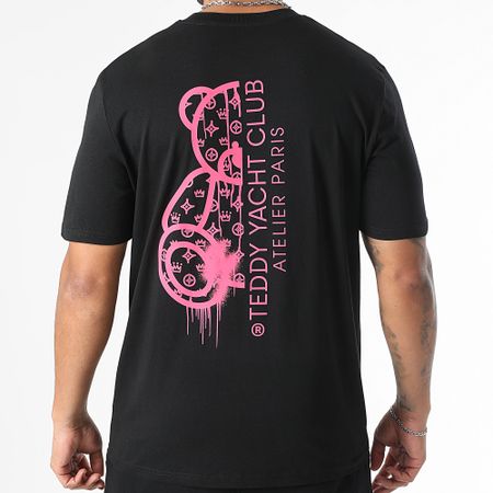 Teddy Yacht Club - Set di maglietta e pantaloncini da jogging rosa fluorescente nero