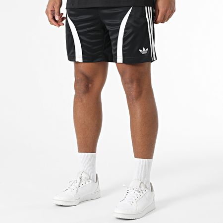 Adidas Originals - Teamgeist JC6229 Set di pantaloncini da jogging e maglietta a bande bianche e nere JC6230