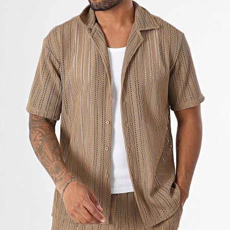 Frilivin - U20 Set camicia marrone a maniche corte e pantaloncino traforato