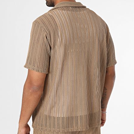 Frilivin - U20 Set camicia marrone a maniche corte e pantaloncino traforato