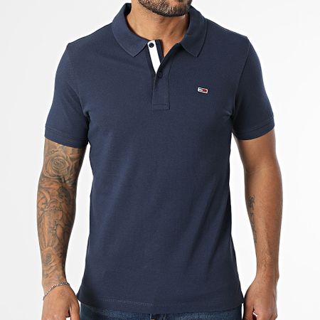 Tommy Jeans - Polo 5370 Slim a manica corta con abbottonatura, Navy