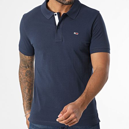 Tommy Jeans - Polo 5370 Slim a manica corta con abbottonatura, Navy
