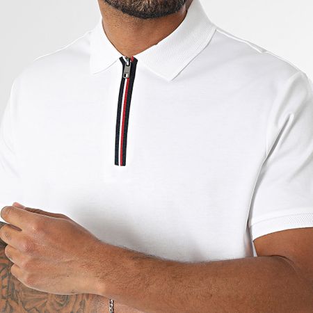 Tommy Hilfiger - Polo manica corta con collo a zip Interlock 9552 Bianco
