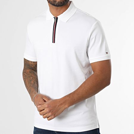 Tommy Hilfiger - Polo manica corta con collo a zip Interlock 9552 Bianco