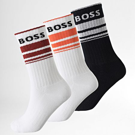 BOSS - 3 paia di calzini a costine 50515143 Bianco Blu Navy