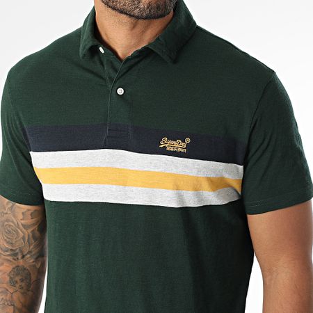 Superdry - Polo manica corta maglia leggera a righe M1110424A verde scuro