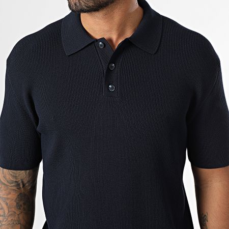 Classic Series - 572 Polo a manica corta a costine, color blu navy