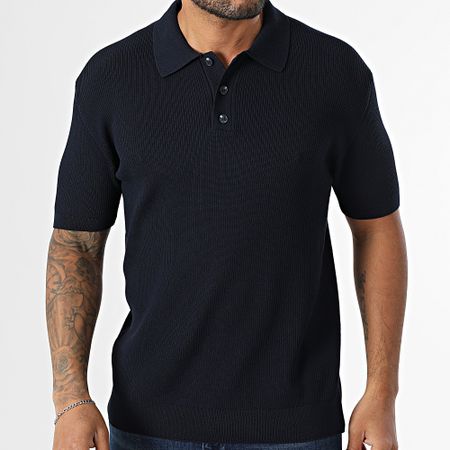 Classic Series - 572 Polo a manica corta a costine, color blu navy