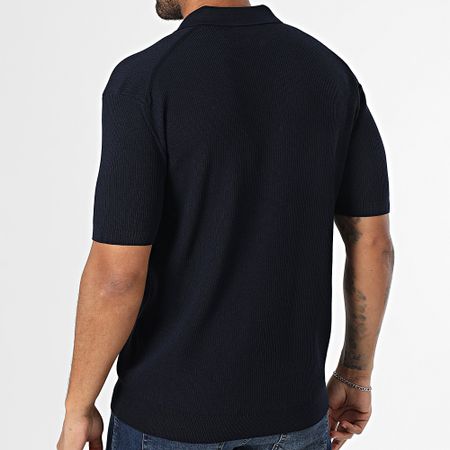 Classic Series - 572 Polo a manica corta a costine, color blu navy