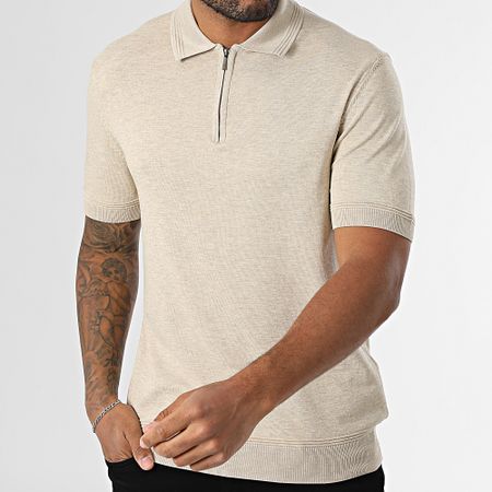 Classic Series - Polo a maniche corte in maglia 565 Beige Chiné