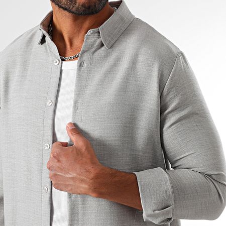 LBO - Set camicia a maniche lunghe e pantaloni effetto lino 2094 grigio
