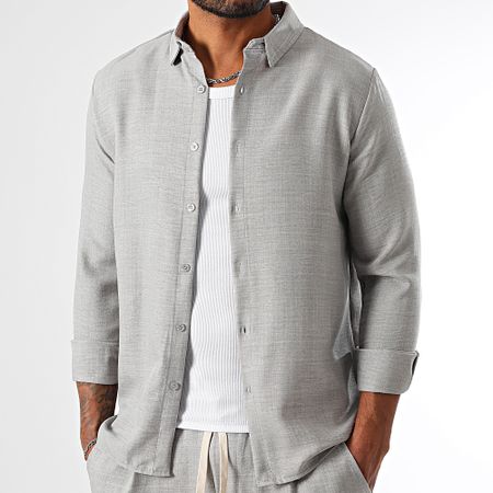 LBO - Set camicia a maniche lunghe e pantaloni effetto lino 2094 grigio
