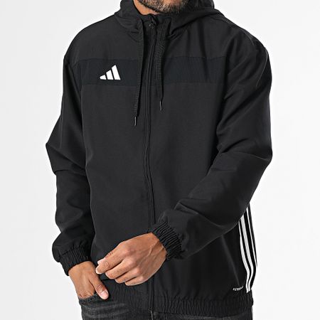Adidas Sportswear - Tiro Essential Felpa con cappuccio e zip a righe JC5435 Nero