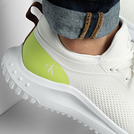 Calvin Klein - Eva Runner Tech Knit 1293 Bright White Wild Lime Rubber Sneakers
