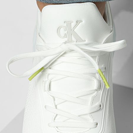 Calvin Klein - Eva Runner Tech Knit 1293 Bright White Wild Lime Rubber Sneakers