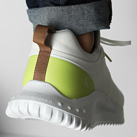Calvin Klein - Eva Runner Tech Knit 1293 Bright White Wild Lime Rubber Sneakers