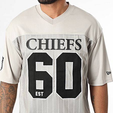 New Era - Maglia NFL gessata Kansas City Chiefs 60667924 Maglia beige con scollo a V