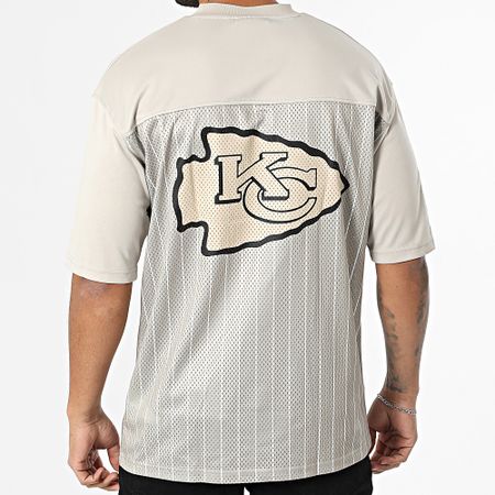New Era - Maglia NFL gessata Kansas City Chiefs 60667924 Maglia beige con scollo a V
