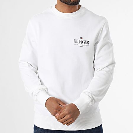 Tommy Hilfiger - Felpa Hilfiger con girocollo impilato 9376 Bianco