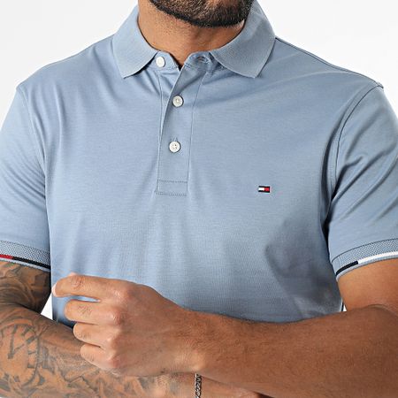 Tommy Hilfiger - Polo manica corta Slim Interlock Flagcuff 9348 Azzurro