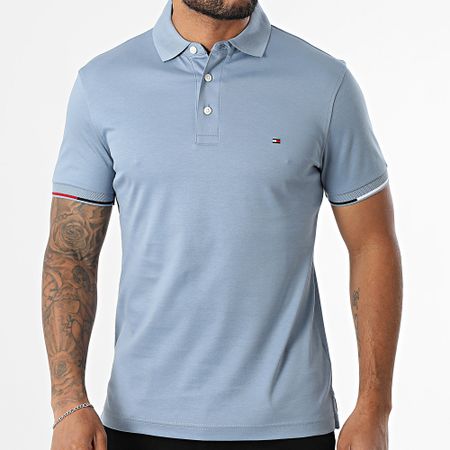 Tommy Hilfiger - Polo manica corta Slim Interlock Flagcuff 9348 Azzurro