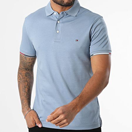 Tommy Hilfiger - Polo manica corta Slim Interlock Flagcuff 9348 Azzurro