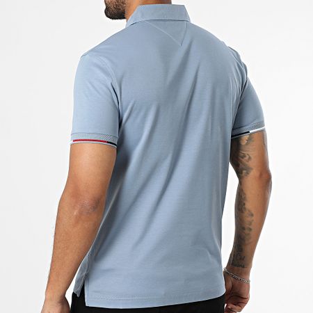 Tommy Hilfiger - Polo manica corta Slim Interlock Flagcuff 9348 Azzurro