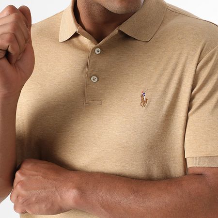 Polo Ralph Lauren - Polo Slim a manica corta personalizzata Original Player Camel Chiné