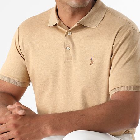 Polo Ralph Lauren - Polo Slim a manica corta personalizzata Original Player Camel Chiné