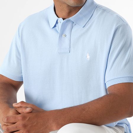 Polo Ralph Lauren - Polo a manica corta Custom Slim in cotone piqué azzurro