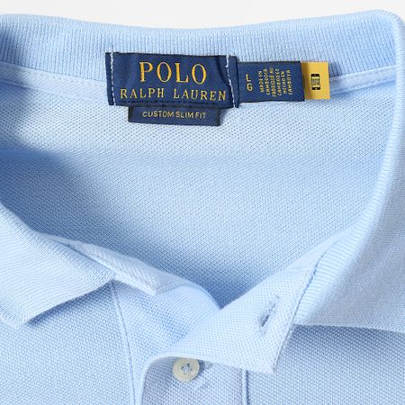 Polo Ralph Lauren - Polo a manica corta Custom Slim in cotone piqué azzurro