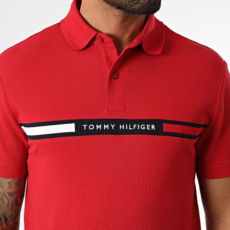 Tommy Hilfiger - Polo Hilfiger con inserto sul petto e manica corta 8130 Rosso