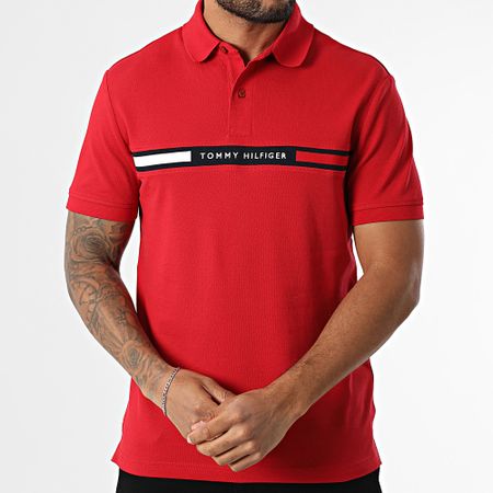 Tommy Hilfiger - Polo Hilfiger con inserto sul petto e manica corta 8130 Rosso