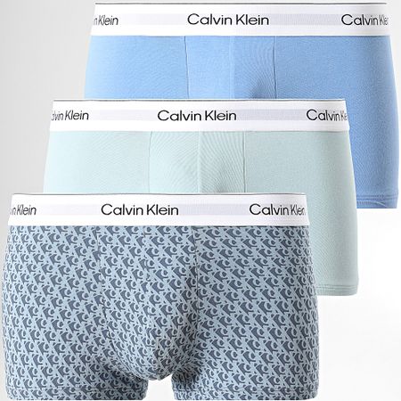 Calvin Klein - Set di 3 boxer a vita bassa 4389 azzurro verde