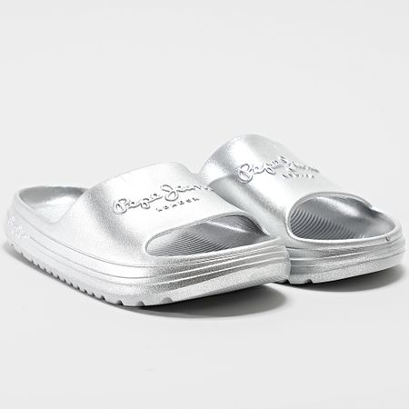 Pepe Jeans - Pantofole da donna Beach Slidemet PLS70165 Argento