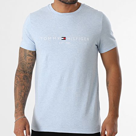 Tommy Hilfiger - 1797 Maglietta slim blu chiaro con logo