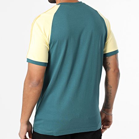 Adidas Originals - Maglietta con bande Cali KC4961 Verde bottiglia giallo