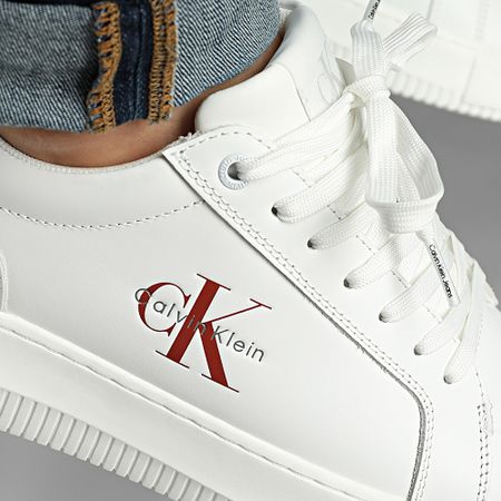 Calvin Klein - Chunky Cupsole Mono Leather 1317 Bright White Tandoori Spice Sneakers