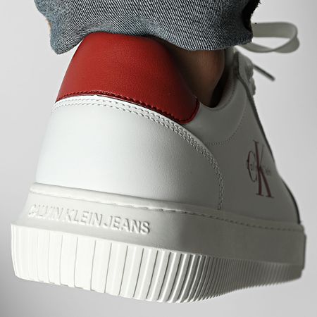 Calvin Klein - Chunky Cupsole Mono Leather 1317 Bright White Tandoori Spice Sneakers