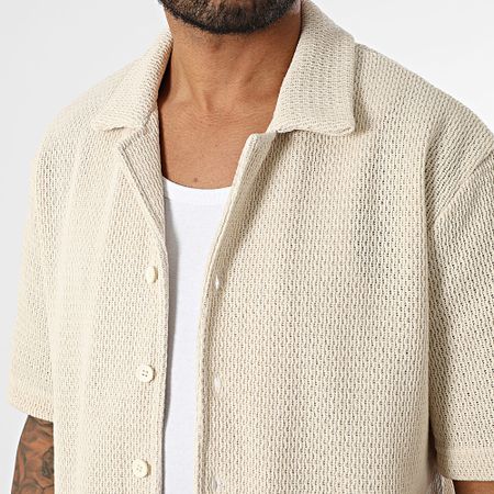 ADJ - 502 Camicia a maniche corte beige traforata