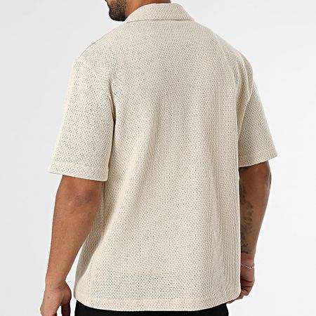 ADJ - 502 Camicia a maniche corte beige traforata