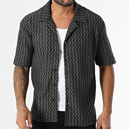 ADJ - 504 Camicia a maniche corte lavorata a maglia Verde Khaki Nero