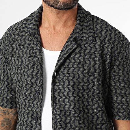 ADJ - 504 Camicia a maniche corte lavorata a maglia Verde Khaki Nero