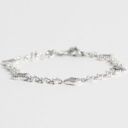 Make It Shine - Bracciale tennis con fiori di strass argento nero