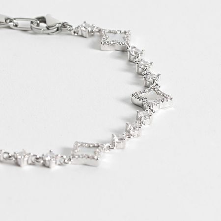 Make It Shine - Bracciale tennis con fiori di strass in argento bianco
