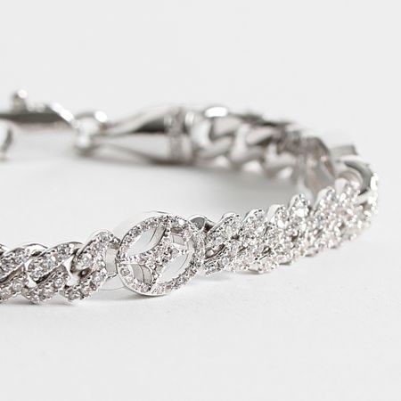 Make It Shine - Bracciale Cuban Link Signature Strass in argento ghiacciato