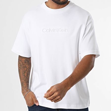 Calvin Klein - Tee Shirt Oversize Large Red Fashion Logo 206G White